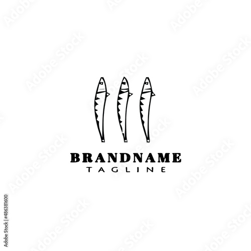 fishing lure logo cartoon design template icon black isolated vector