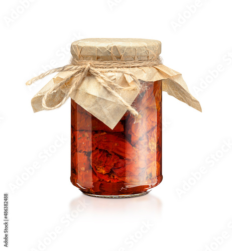 Tomatoes in the jar. Homemade sun dried tomatoes