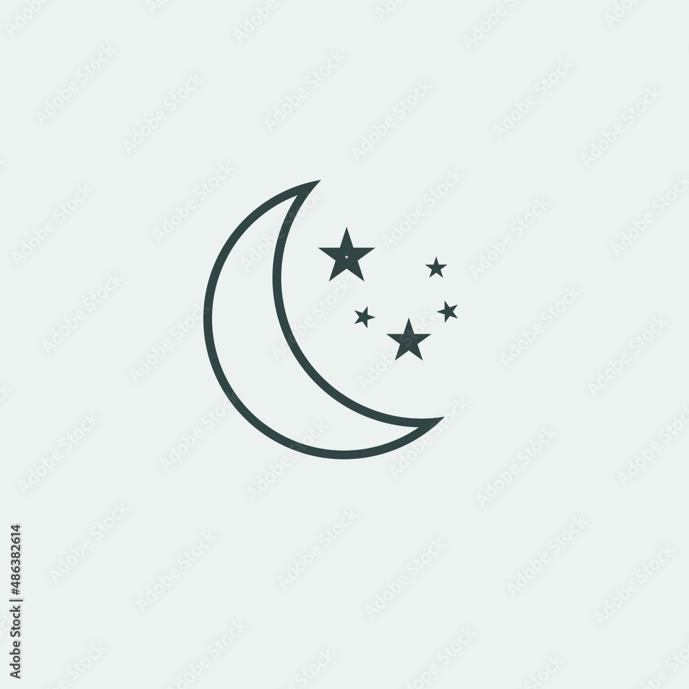Moon_and_stars vector icon illustration sign Moon_and_stars vector icon illustration sign