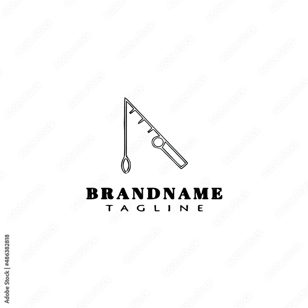 fishing rod logo cartoon design template icon black isolated vector fishing rod logo cartoon design template icon black isolated vector