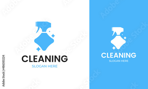 Spray bottle logo for cleaning service identity. The symbol with shiny concept