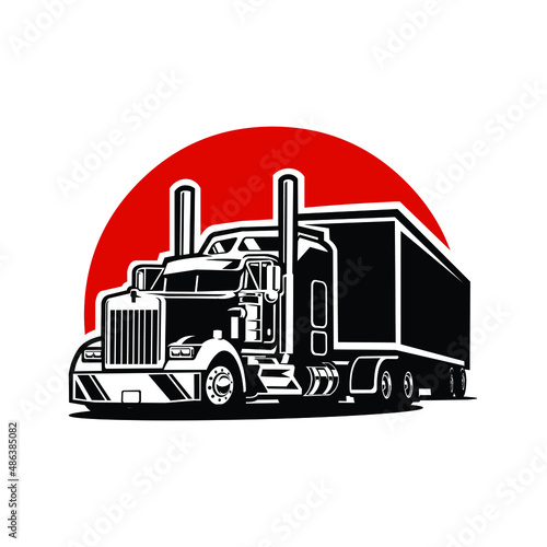 Semi truck 18 wheeler freight trucking vector isolated in white background