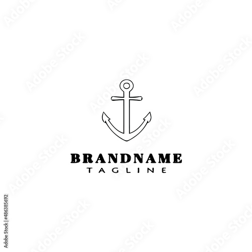 anchor logo cartoon icon design black isolated vector illustration