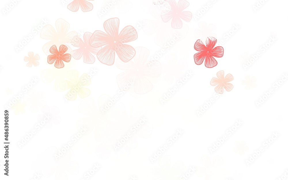Light Red vector doodle background with flowers.