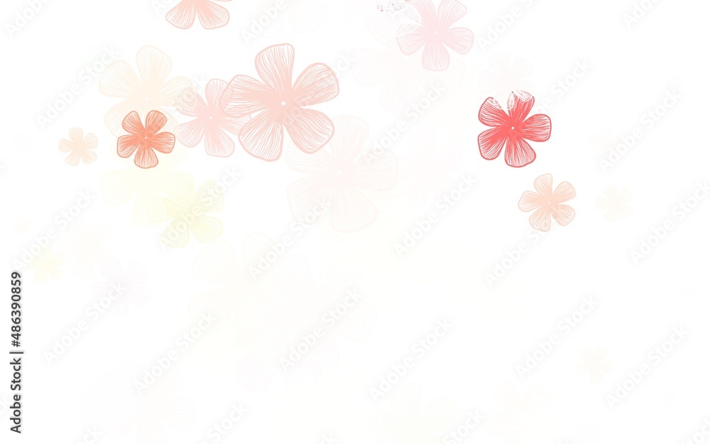 Light Red vector doodle background with flowers. Light Red vector doodle background with flowers.
