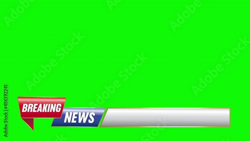 4K animated Broadcast News Banners   Design Element Broadcast Web Background Rotating Globe earth planet map. Isolated on green chroma key screen. Textless broadcasting news intro graphics animation  photo