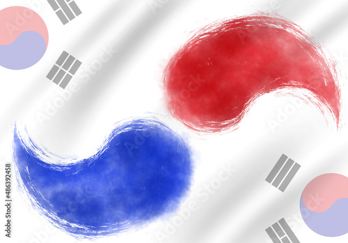 Graphic images applied with the Korean flag Taegeukgi, which can be used as a graphic background on Korean national holidays. photo