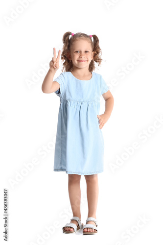 Funny little girl in blue d...