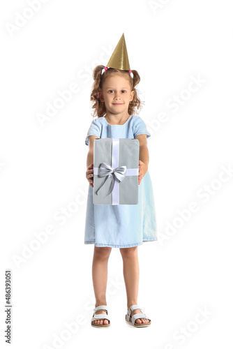 Funny little girl in party ...
