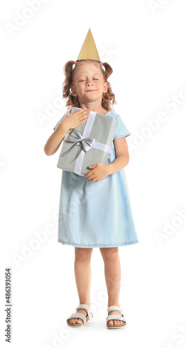 Funny little girl in party ...