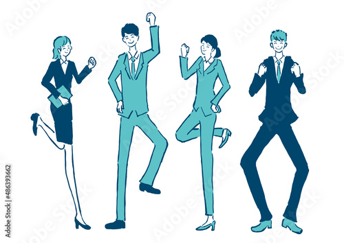 若い会社員　新入社員の男女のイラスト　2色