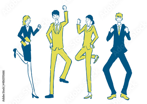 若い会社員　新入社員の男女のイラスト　2色