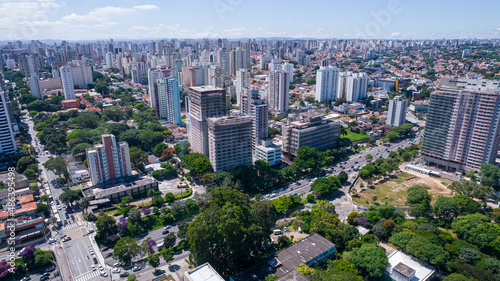 Aerial view of the city of São Paulo, Brazil. In the neighborhood of Vila Clementino, Jabaquara. Aerial drone photo. Avenida 23 de Maio in the background. Many residential buildings under construction © Pedro