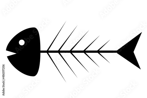 魚の骨の白黒アイコン