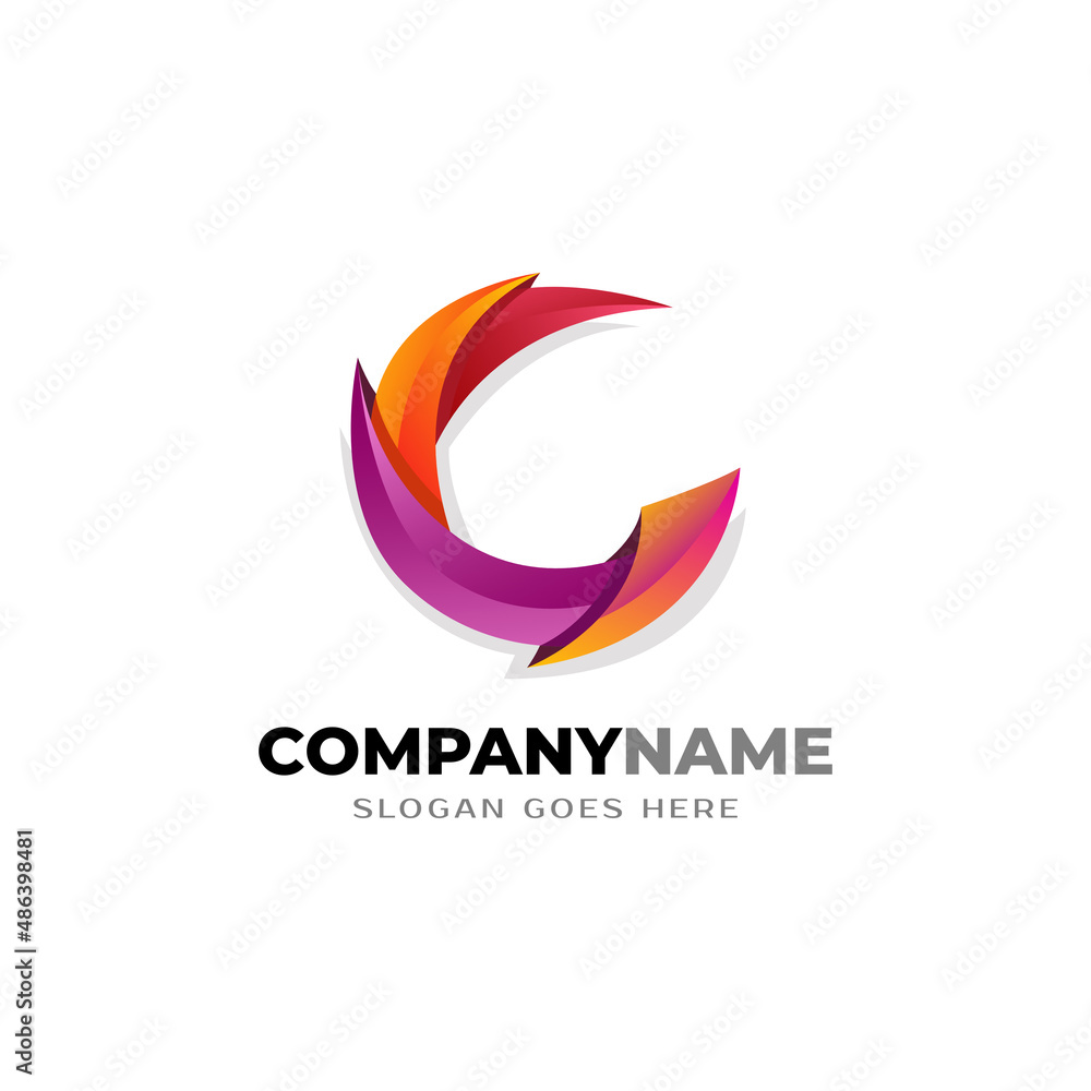 Obraz premium Letter c logo icon design template elements, gradient, colorful, simple.