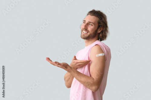 Young man with applied medi...