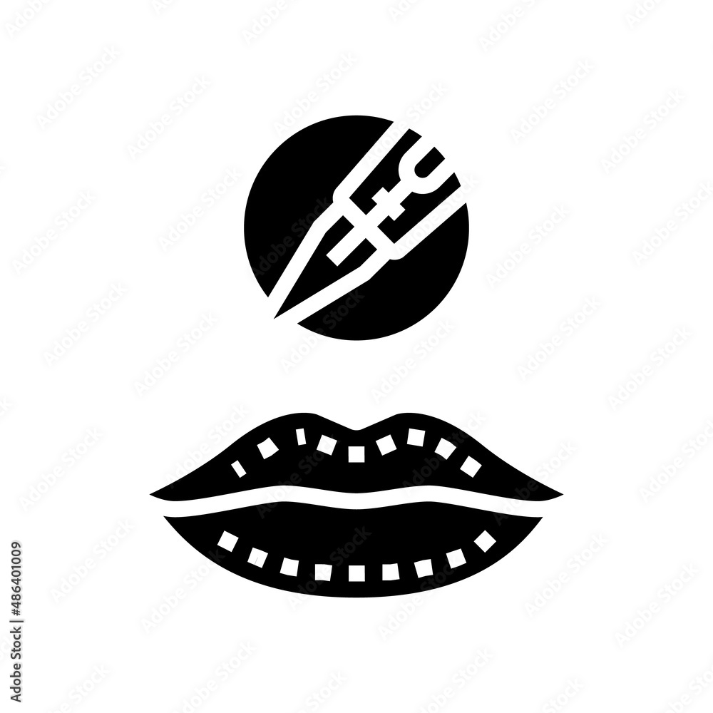 lip tattoo glyph icon vector. lip tattoo sign. isolated contour symbol black illustration lip tattoo glyph icon vector. lip tattoo sign. isolated contour symbol black illustration