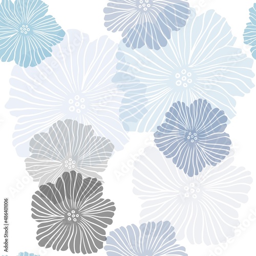 Light BLUE vector seamless natural backdrop with flowers. Modern abstract illustration with flowers. Template for business cards, websites.