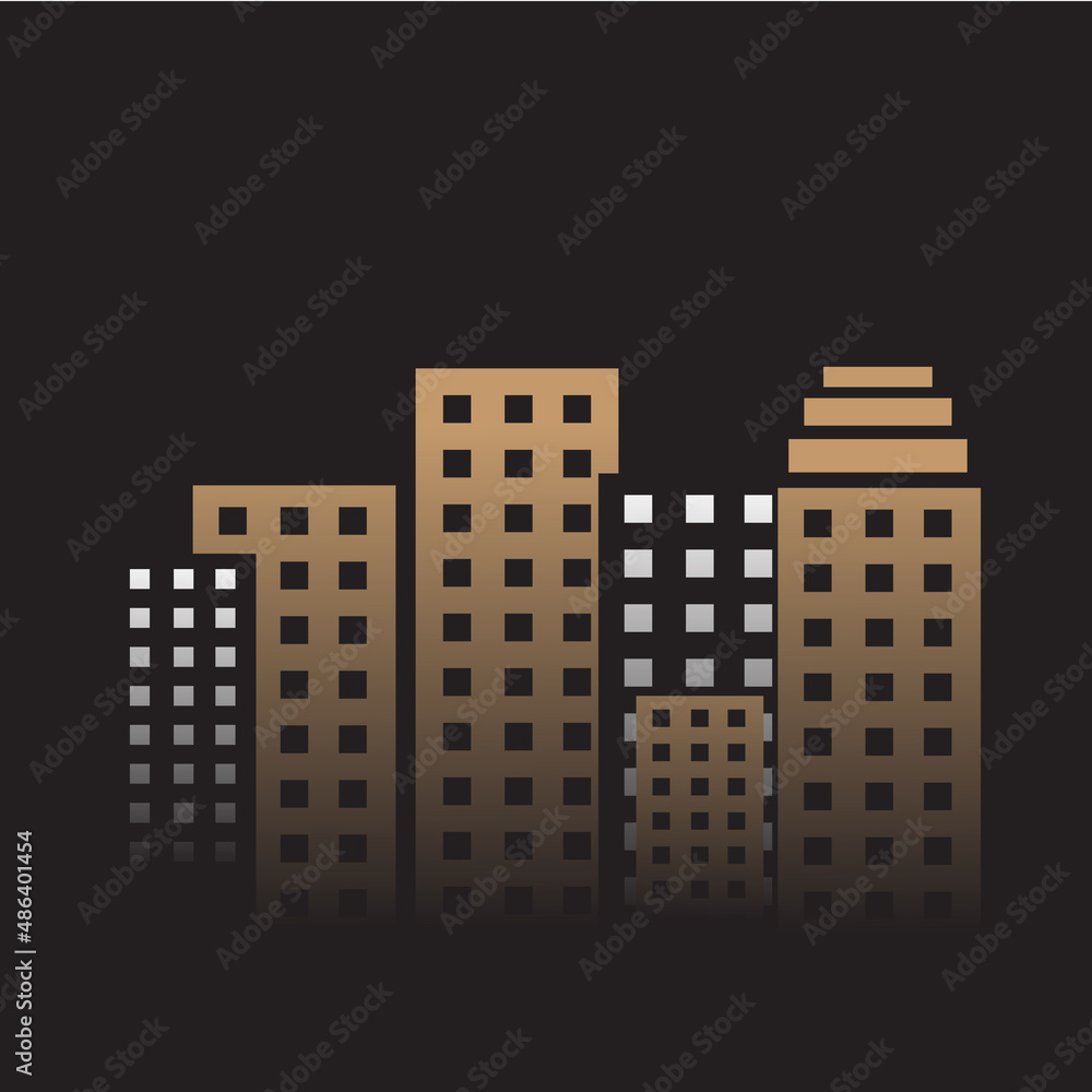 city at night  building  skyscraper  real estate logo vector icon symbol illustration design