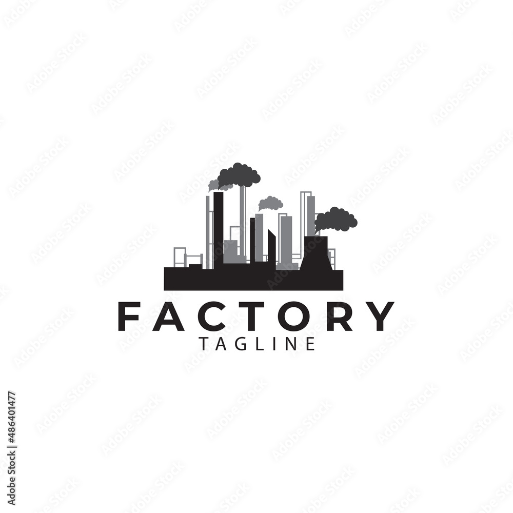 chimney  warehouse  factory  silhouette logo vector icon symbol illustration design
