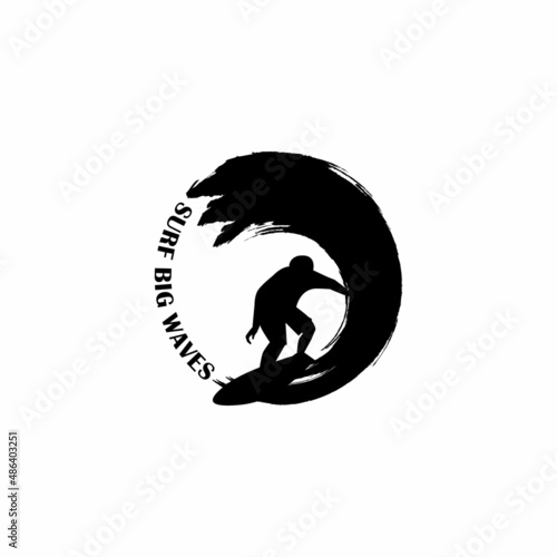 logo emblem surfing the big waves.
