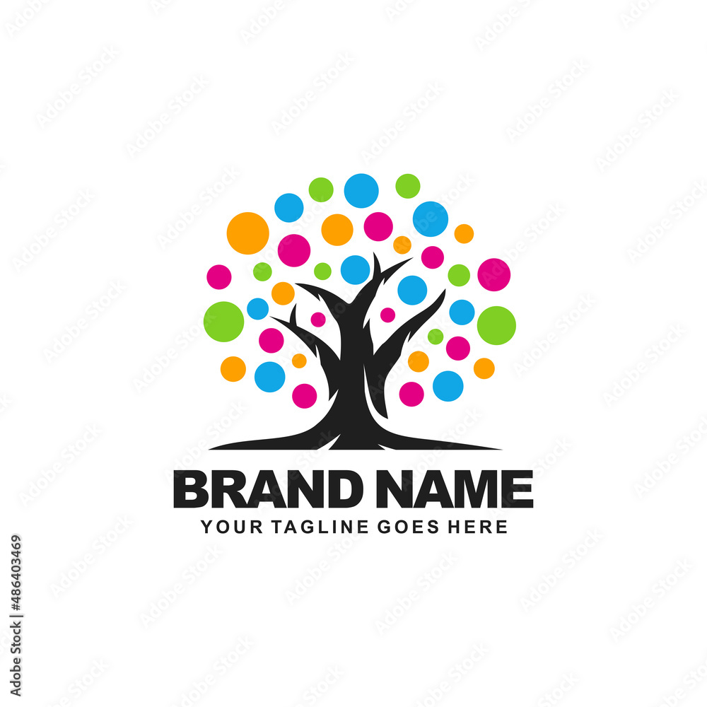 Obraz premium Oak tree logo design vector illustration