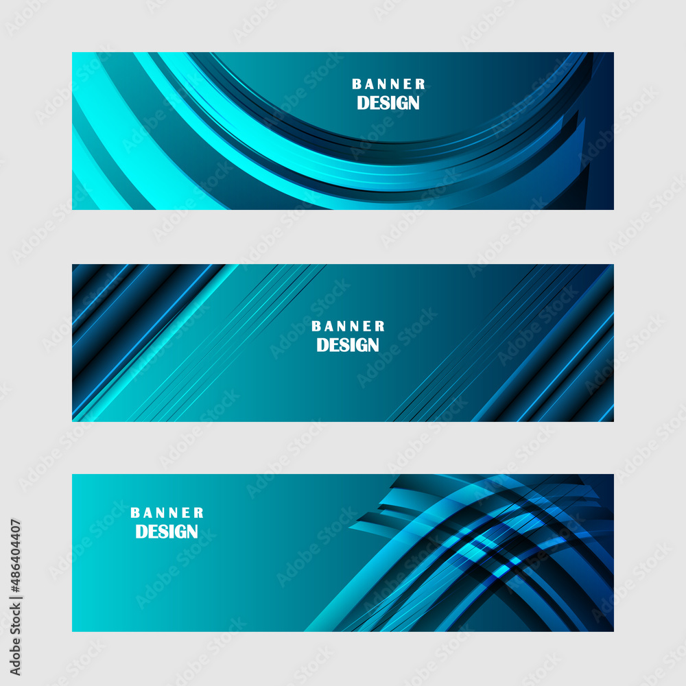 Fototapeta premium Set of blue banner background vector design