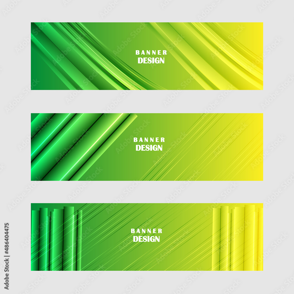 Fototapeta premium Set of green and yellow banner background design