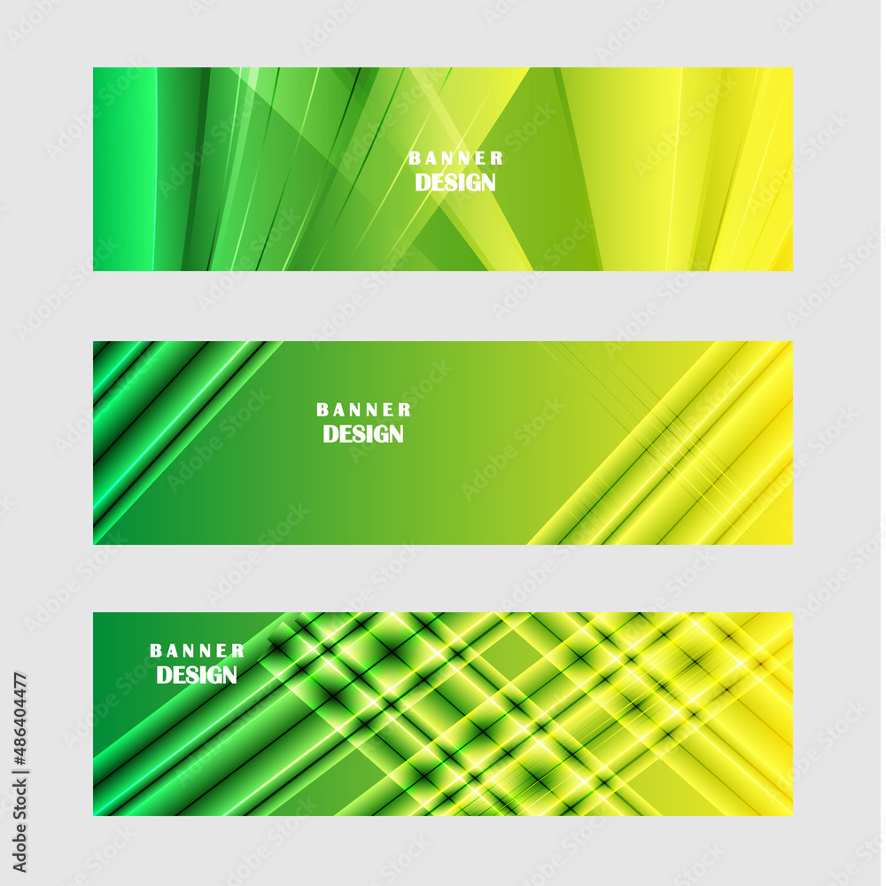 Set of green and yellow banner background design
