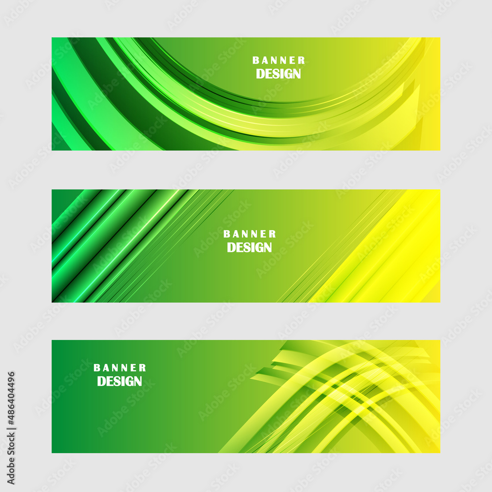 Fototapeta premium Set of green and yellow banner background design