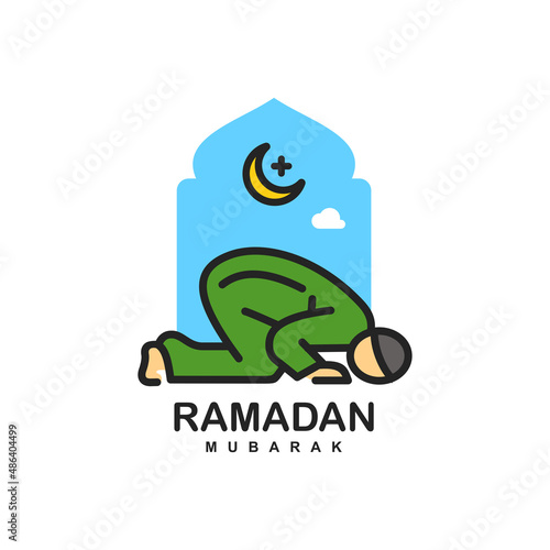 Islamic prayer logo design vector illustration