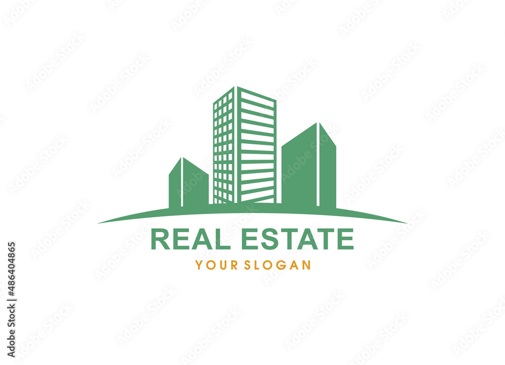 Real Estate with  line art logo design inspiration Vector
