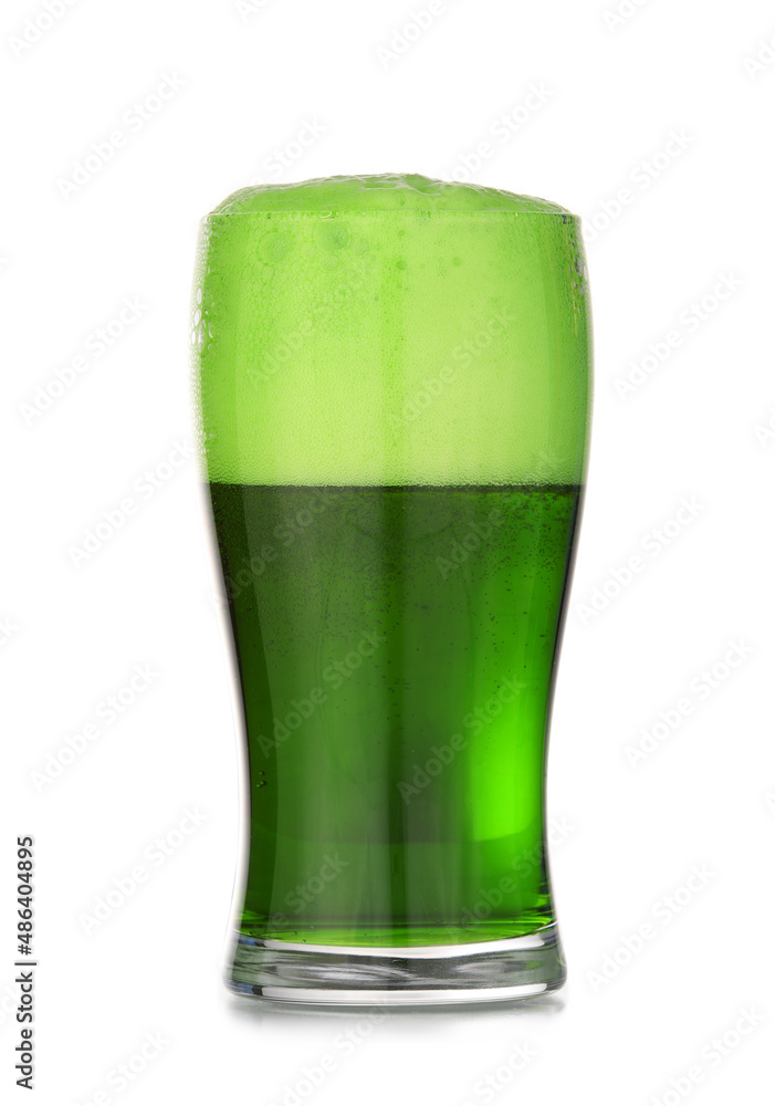 Glass of beer for St. Patrick's Day celebration on white background Glass of beer for St. Patrick's Day celebration on white background