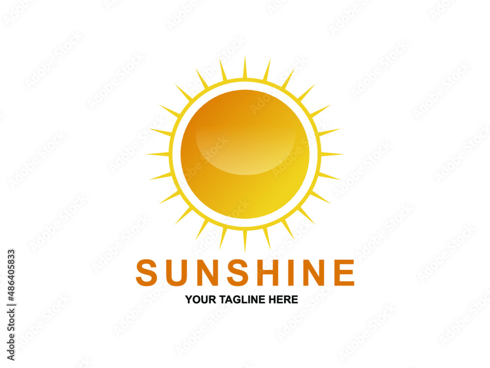 Fototapeta premium Sunshine with line art logo design inspiration Vector