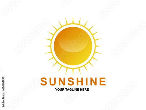 Sunshine with line art logo design inspiration Vector