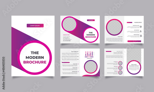 8 pages company profile brochure template or creative buiness bifold brochure design