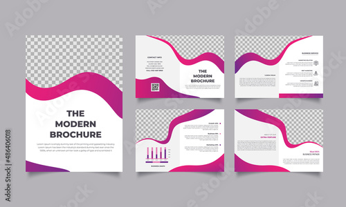 8 pages company profile brochure template or creative buiness bifold brochure design