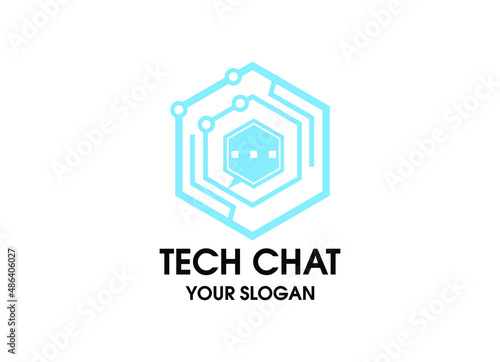 Tech Chat logo design inspiration Vector