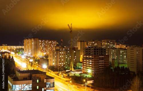 night city lights, courtyards of sleeping areas