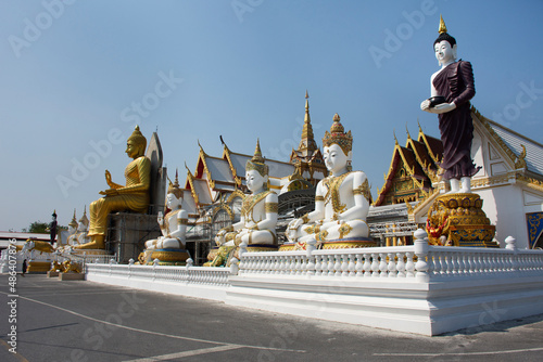 Beauty Phra Si Ariya Mettrai buddha statue for thai people travel visit respect praying holy mystery at Wat Charoen Rat Bamrung or Nong Pong Nok temple at Kamphaeng Saen in Nakhon Pathom, Thailand