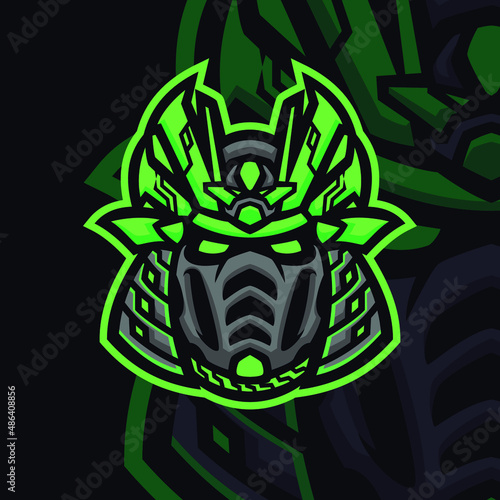 Samurai masscot logo esport premium vector