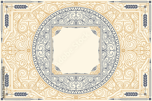 Decorative ornate retro floral blank card