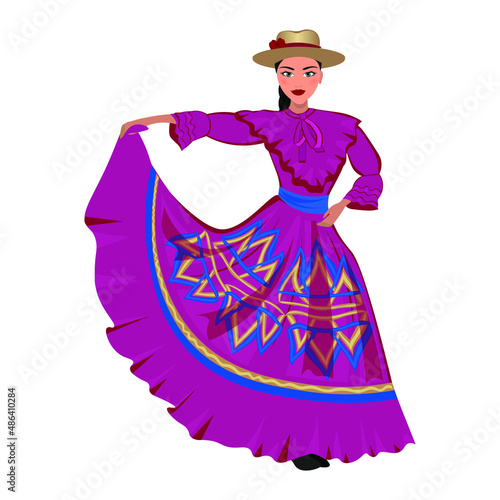 Woman in folk national Argentine costume. Vector illustration