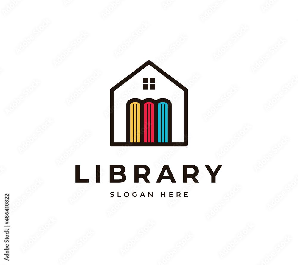 Book library education science vector logo design. Learning book house logo design