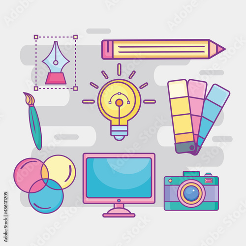icons with tools for graphic designer