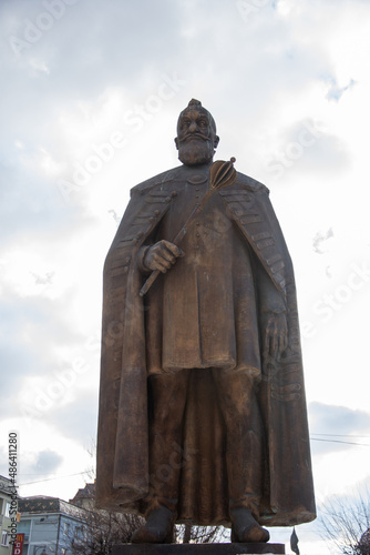 Statue of the Transylvanian prince Bethlen Gábor, Gabriel Bethlen, Târgu Mureș february 2022