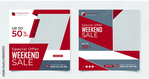 Exclusive weekend sale social media post template bundle 