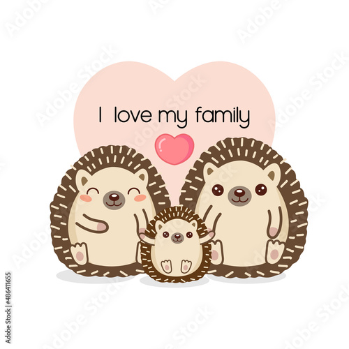 Illustration of the cute hedgehogs family
