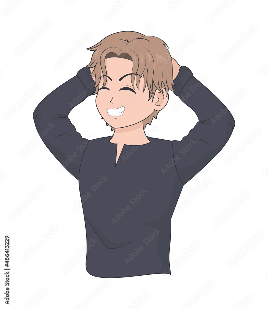anime style happy man anime style happy man