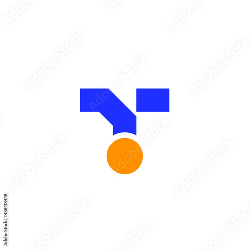 T letter in Tribute Award Medal Trophy logo design vector